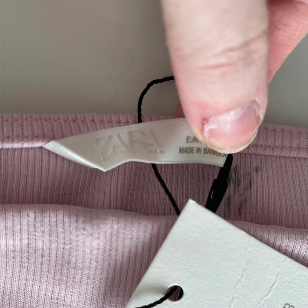 Zara Pale Pink Square-Neck Ribbed Tank - Picture 7 of 11